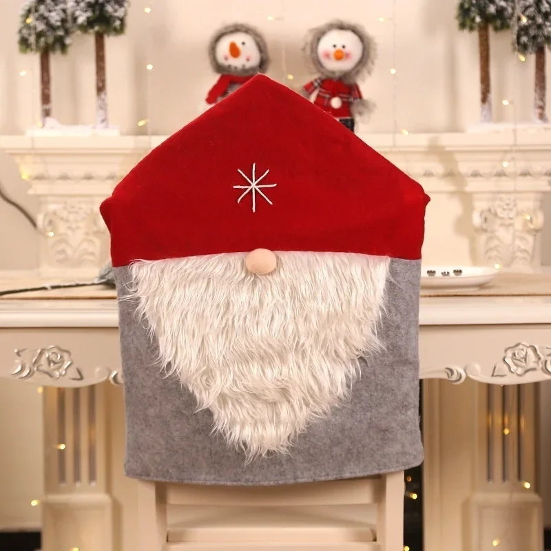 Santa Claus Red Hat Christmas Chair Cover Christmas Holiday Party Dinner Decoration Chair Cover Home Christmas Decor Chair Cover