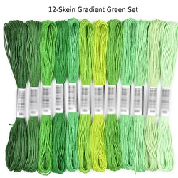 Vibrant Gradient Multicolor Embroidery & Sewing Thread Set - 10 sets (Green series)