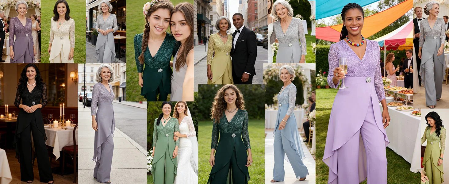 2 Pieces Mother of The Bride Pant Suits
