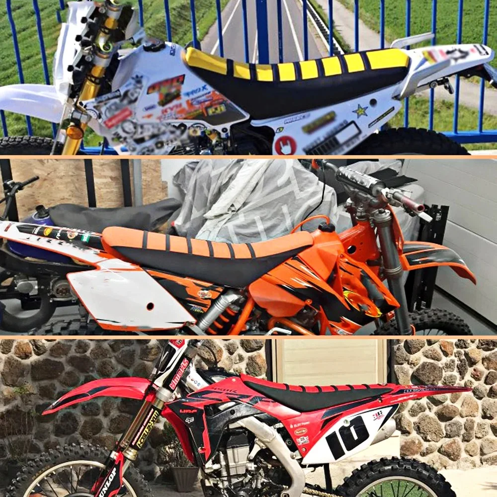 Motorcycle Seat Covers Motocross Striped Soft-Grip Gripper Soft Seat Cover Rubber For KTM HUSQVARNA HONDA YAMAHA SUZUKI Motorcycle