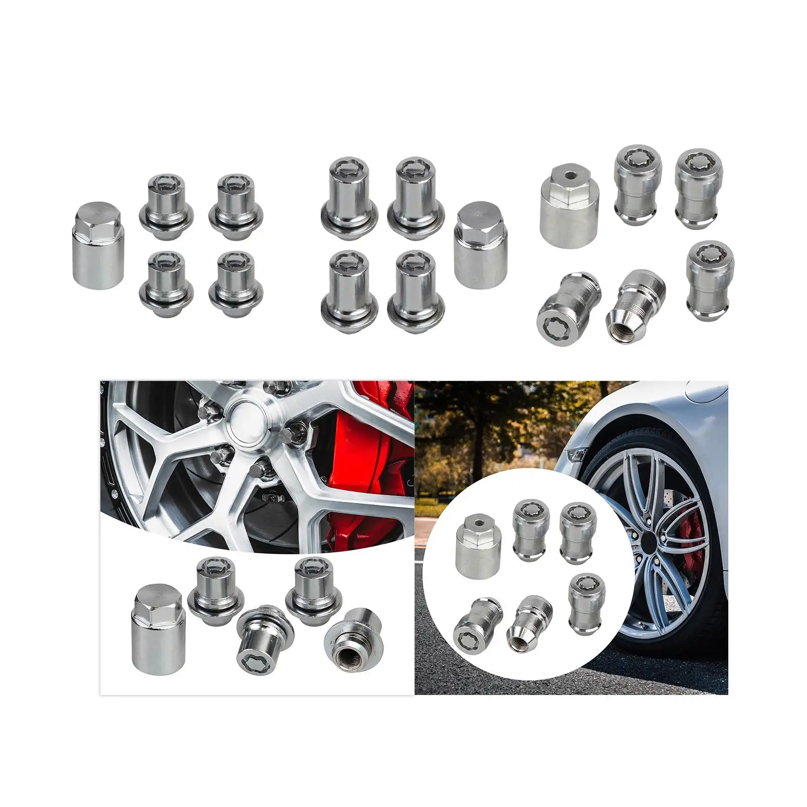 Wheel Lock Lug Nuts Set Metal High Performance Spare Parts Fittings Replace