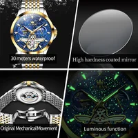 OLEVS Luxury Brand Men's Watches Luminous Waterproof Fully Automatic Mechanical Watch Starry Sky Dial Moon Phase Hollow Out - Image 4