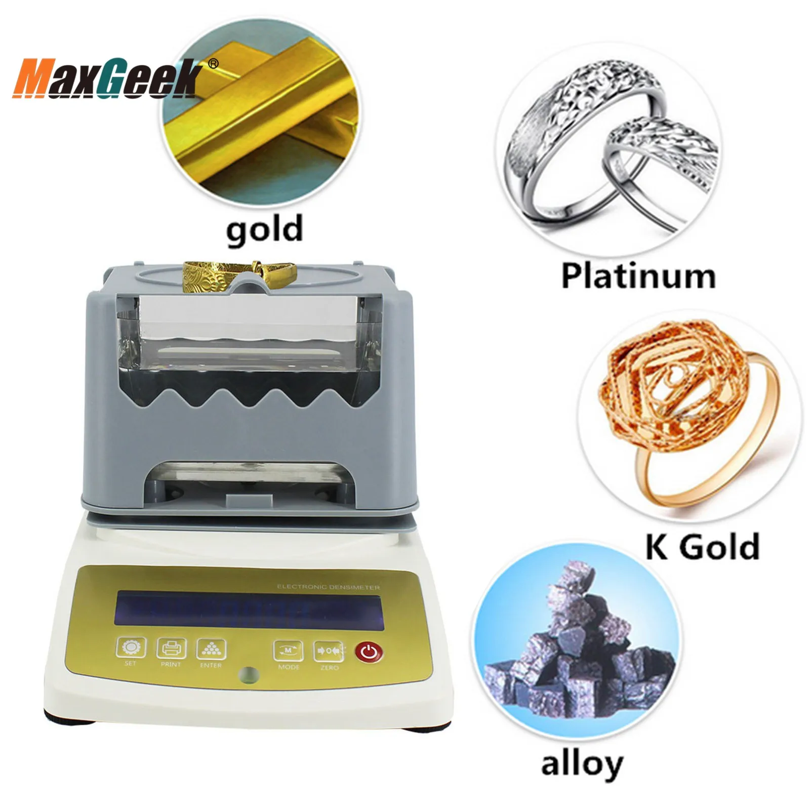 Maxgeek Gold Purity Tester Machine For Jewelry Industry Bank Pawn Industry Gold Precious Metal Research Lab 110-220V 5