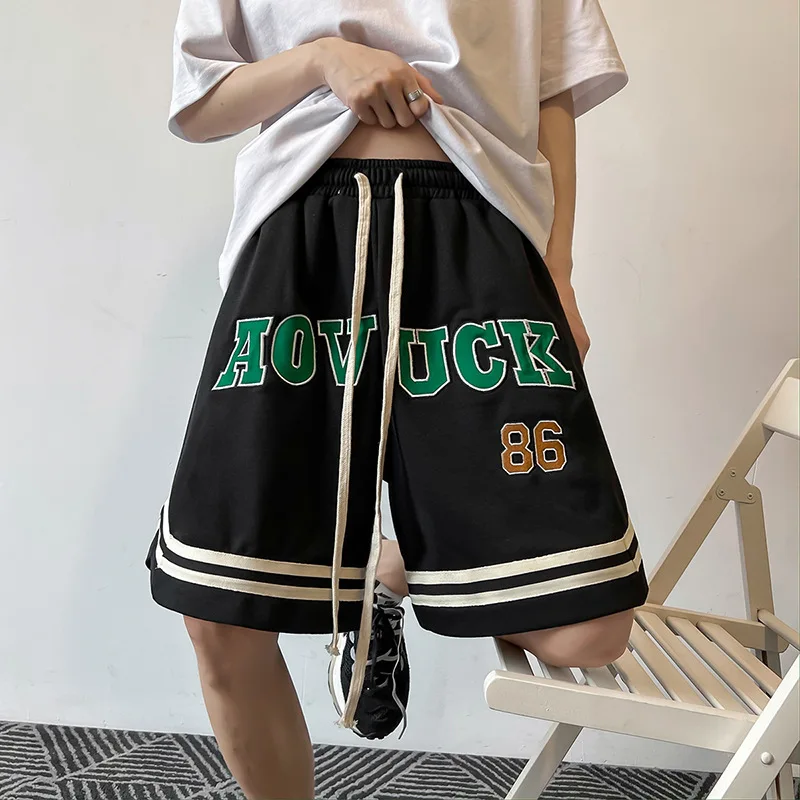 Letter embroidery basketball sports shorts men 2023 summer trend high  street vintage embroidery loose casual sports y2k pant men - AliExpress