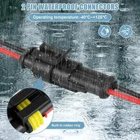 ขั้วต่อสายไฟแบบกันน้ำ 2 ขา - ชุดขั้วต่อสายไฟรถยนต์ขนาด 20 AWG สำหรับรถยนต์ รถบรรทุก รถจักรยานยนต์ และเรือเดินทะเล 3