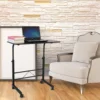 Black Pipe Rack Computer Desk, Side Table Mobile Standing, Adjustable Height & Movable, 60cm Particleboard with Triamine, Modern 4