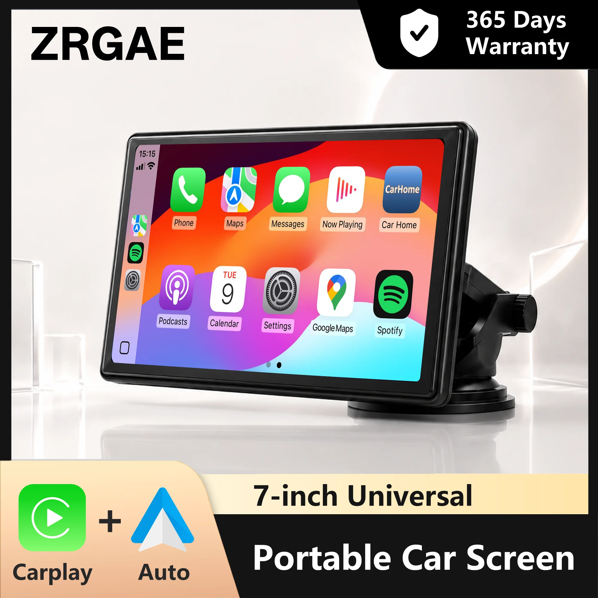 Estéreo portátil para automóvil de 7 pulgadas con Apple CarPlay inalámbrico, Android Auto, pantalla táctil IPS, Bluetooth y Mirror Link para automóviles universales 1