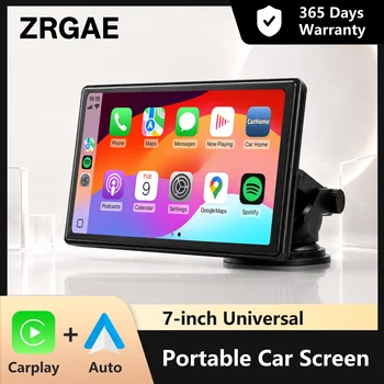 Estéreo portátil para automóvil de 7 pulgadas con Apple CarPlay inalámbrico, Android Auto, pantalla táctil IPS, Bluetooth y Mirror Link para automóviles universales 1