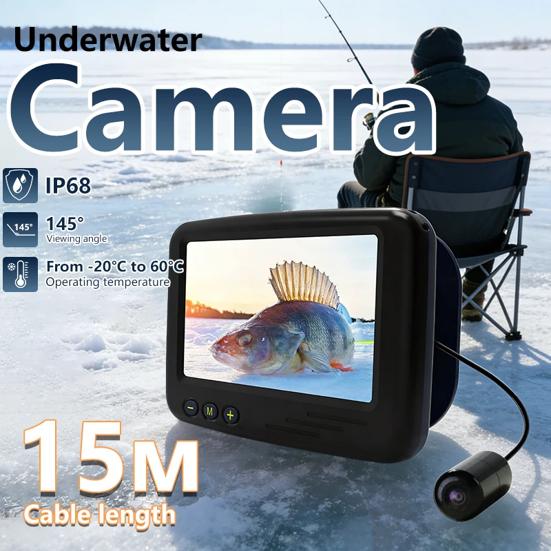 Caméra de pêche sous-marine 4.3 pouces LCD avec vision nocturne 15m câble noir pour pêche sur glace