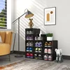 12 Pack Shoe Organizer Boxes, Black Plastic Stackable Shoe Storage Bins For Closet, Space Saving Shoe Holder Sneaker 6