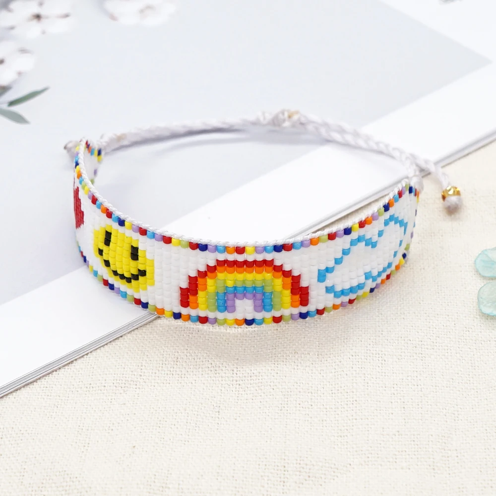 

YASTYT Boho Rainbow Summer Beach Bracelet for Women Wholesale Bracelet Miyuki Seed Bead Jewelry Heart Face Pattern Pulseras