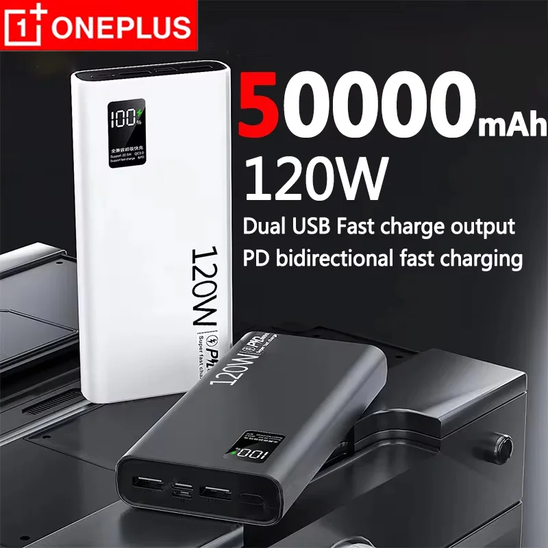 OnePlus 30000mAh Original Mobile 50000mAh Power Bank 120W Two-Way Fast Charging External Battery Compatible With Android IOS