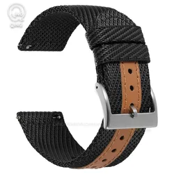 Enhanced Product Title: Durable Nylon Military Sport Watch Strap - Breathable & Soft Wristband - Black Buckle (Black)
