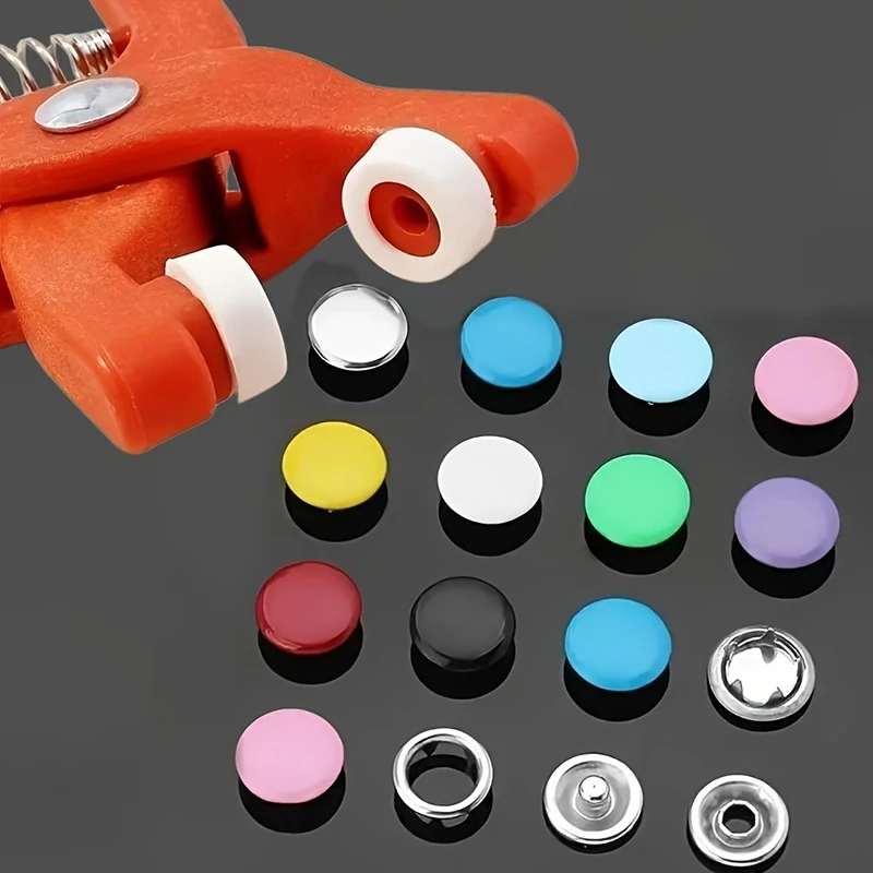 101개 스냅 버튼 키트(펜치 포함) - 다채로운 색상, 튼튼한 금속 재봉 용품, DIY 공예, 의류, 모자, 가방, 초보자에게 이상적
