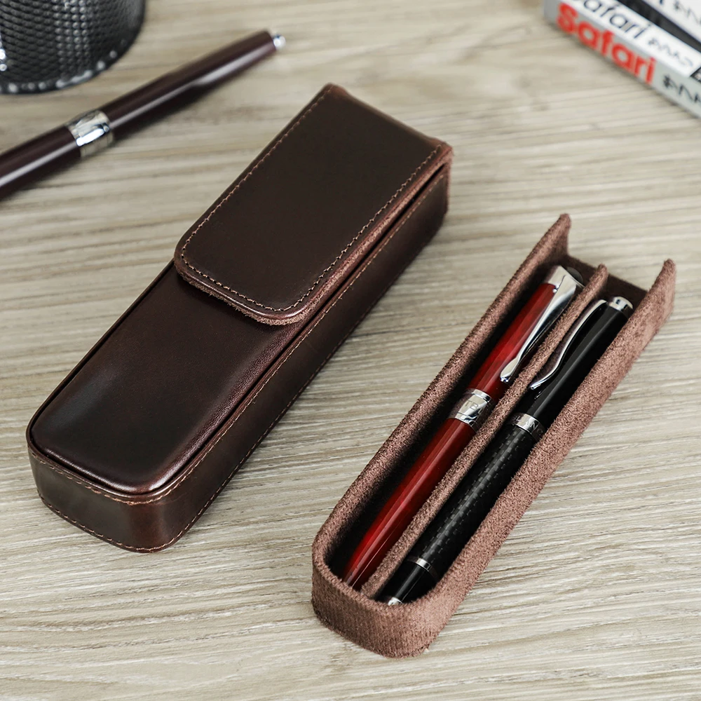 CONTACT'S FAMILY Leather Pen Tray 1/2/3 Slots Pens Holder Desk Organizer  For Pen Stand Desktop Busssines Office Home Decoration