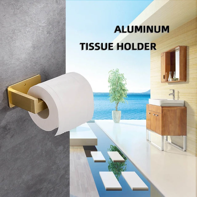 Adhesive Toilet Paper Holder Wall Mount For Bathroom Kitchen Silver Gold  Black Towel Storage Stand Stainless Steel Tissue Rack - AliExpress