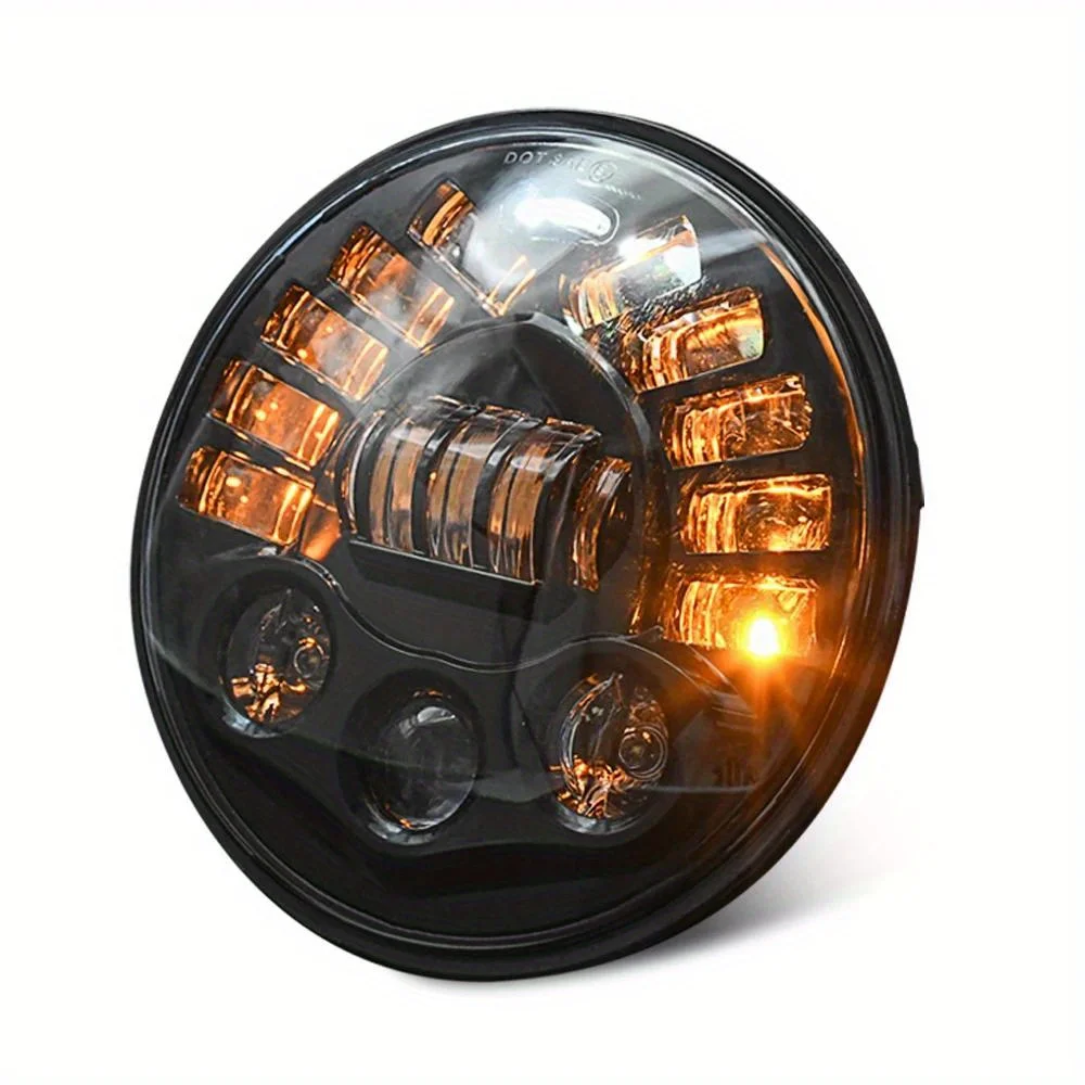 원형 LED 헤드라이트 화이트 하이 로우 빔 DRL 및 앰버 방향 지시등, 랭글러 Cj Tj 오토바이 오프로드 차량용, 17.78 cm 300W, 1 개