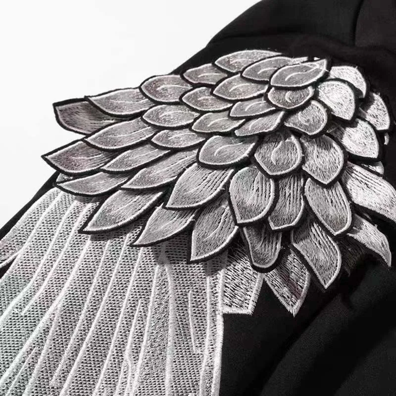 2023 New Fashion Brand Sweatshirt Men's Embroidered Arm Wings Trend Handsome Loose Round Neck Long Sleeve Top Pullover Men