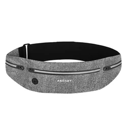 Enhanced Zipper Pocket Running Waistband Belt Pouch (Grey)