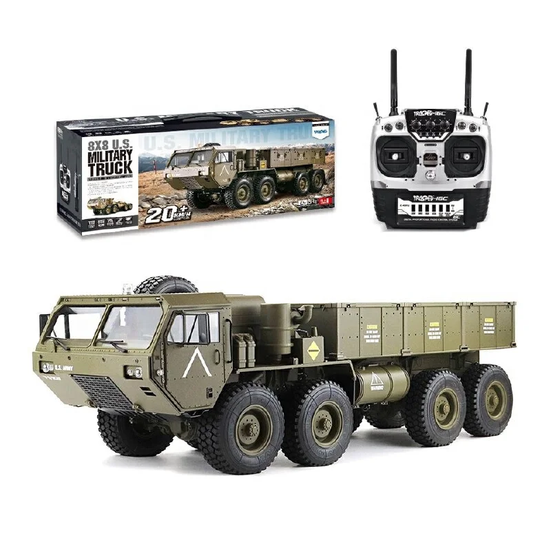 1: 12 HG-P801 Remote Control Heavy Truck RC CAR Fully Proportional 8-Wheel Military Truck Sound and Light 16 Channels 5