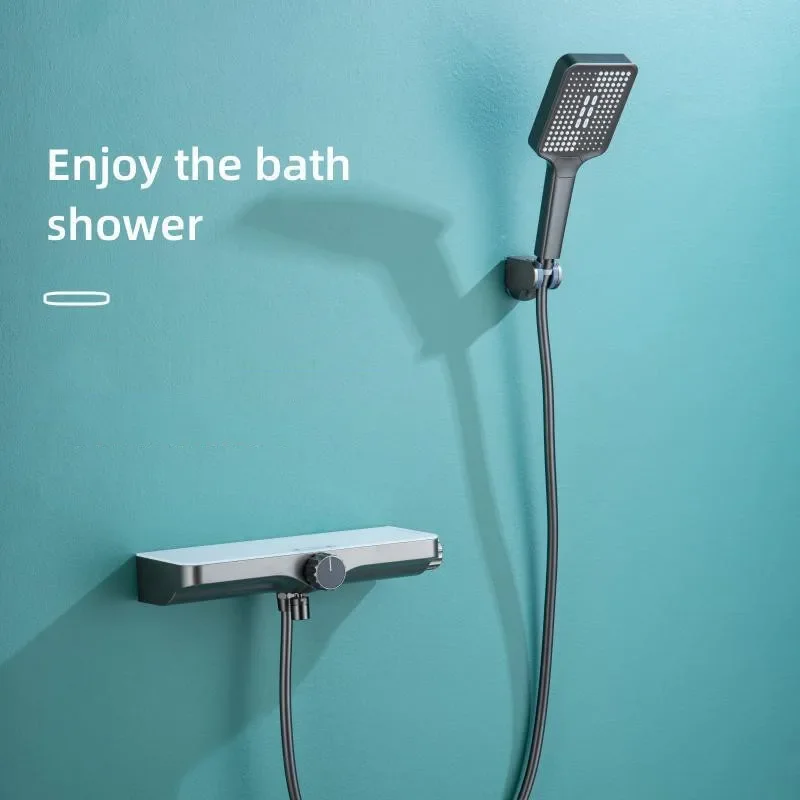 Description Picture 4 of itemShower Faucet Set Bathroom Wall Mounted Gray Solid Brass Big Plate Bathtub=