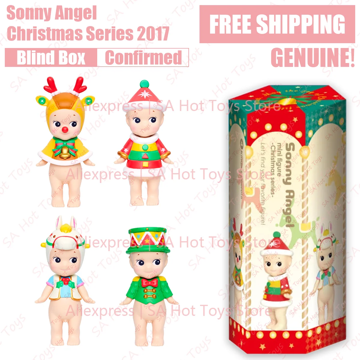 

Sonny Angel Christmas 2017 Blind Box Confirmed style Genuine Cute Doll telephone Screen Decoration Birthday Gift Mysterious