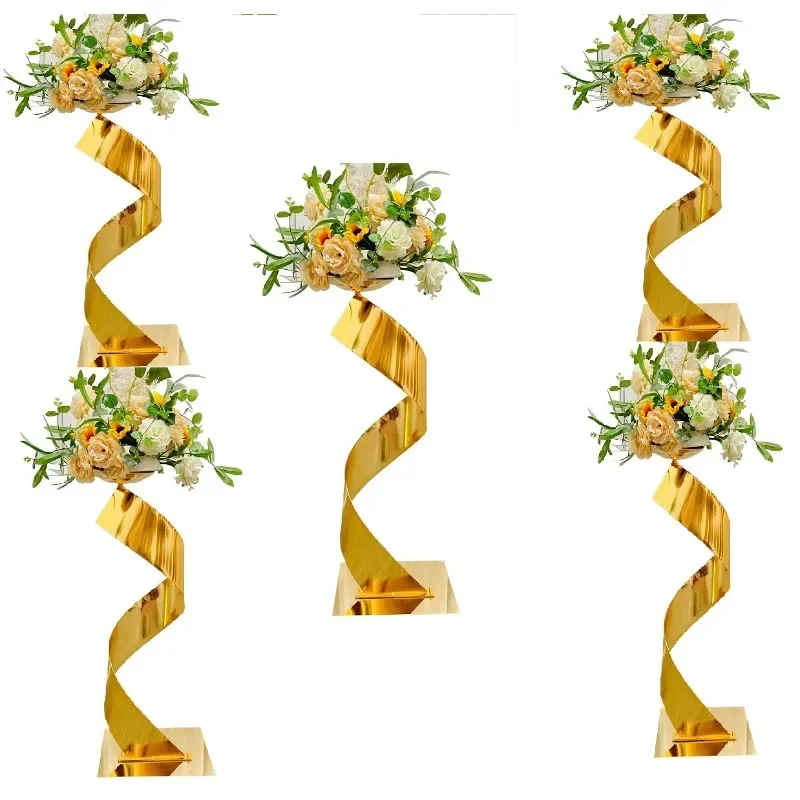 

5 PCS Gold Flower Road Lead Metal Wedding Table Centerpieces Event Party Home Hotel Decoration