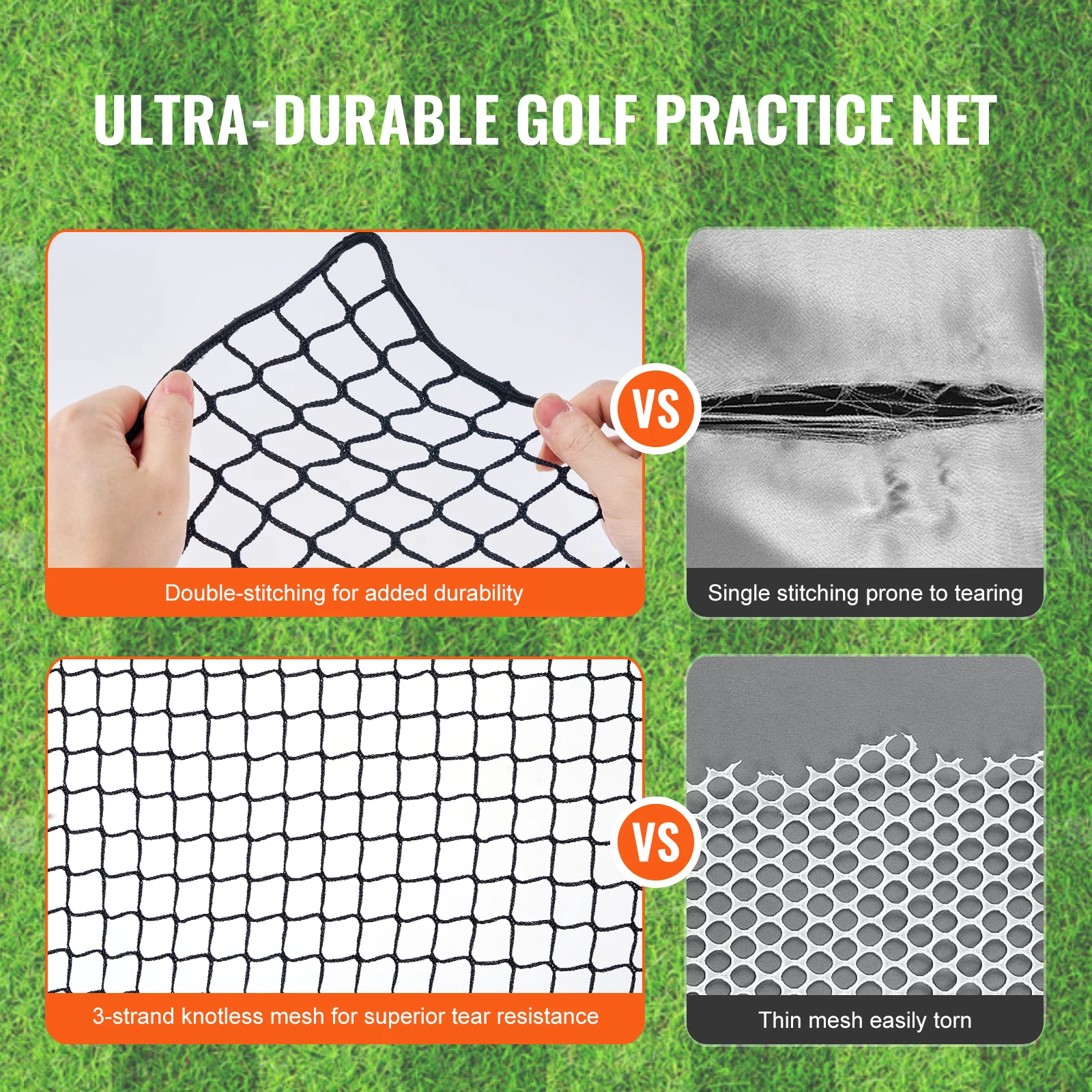 VEVOR 10x15ft Golf Net Golf Practice Net, Indoor Hitting Net for Golf Baseball Hockey Soccer, Heavy Duty Nylon DIY Ball Net 2