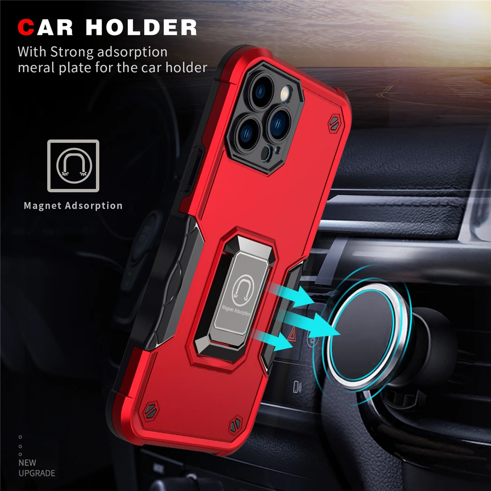 moto g stylus case Luxury Armor With Ring Car Holder Cover For iPhone 13 Pro Max 12 Mini Case Camera Protection Shockproof Phone Case Coque Fundas motorola edge case