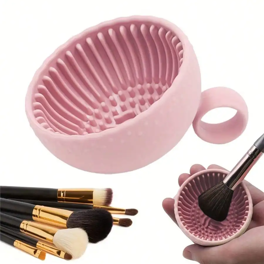 Makeup Brush Cleaning Bowl and Pad for Eyebrow Face Blush Eye Brush