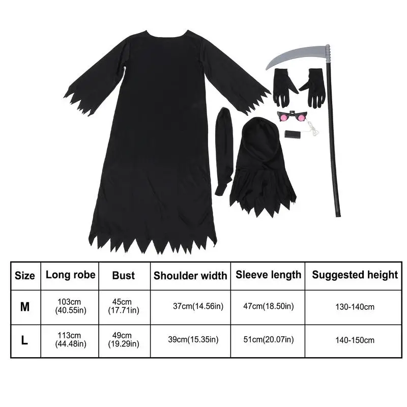Halloween Costumes Set for Boys Role Playing Death Costume Black Death & Red Fiend Dress up Clothes Halloween Costume Cosplay