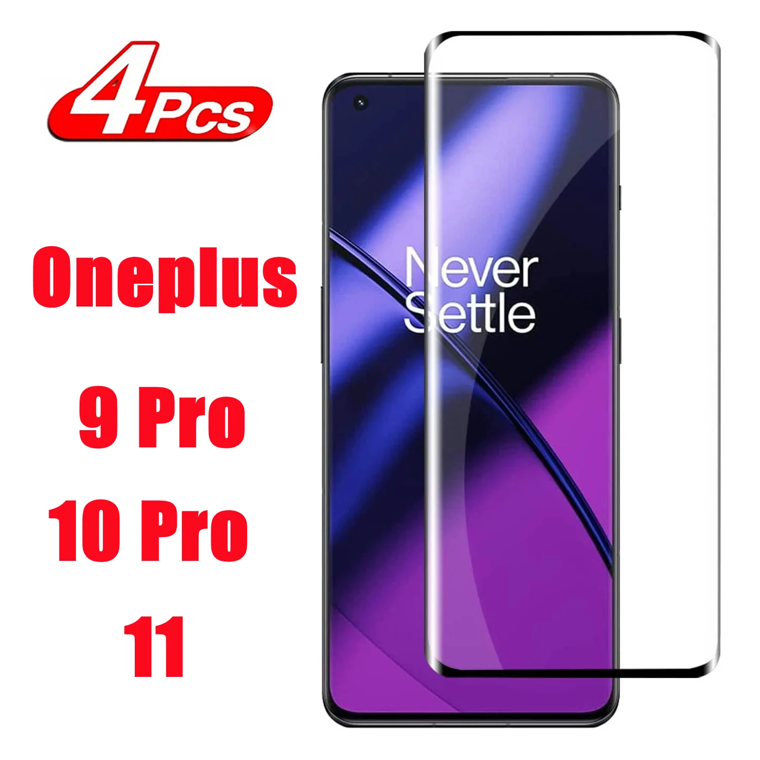 

1/4Pcs For Oneplus Ace 2 Pro Full coverage Tempered Glass For OnePlus 11 10 Pro 9 Pro 11R 3D Curved Screen Protector Glass Film