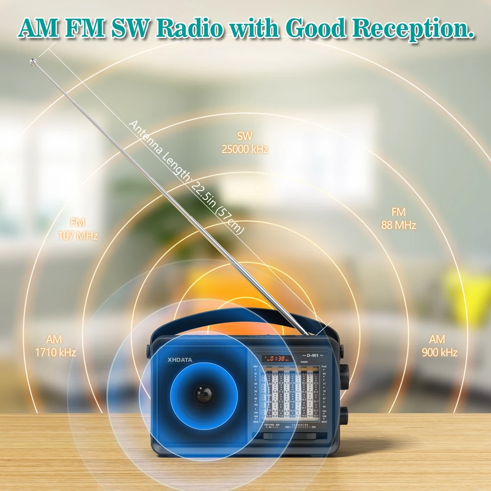 XHDATA D-901 AM FM SW ポータブルラジオ Bluetooth 対応ラジオ
