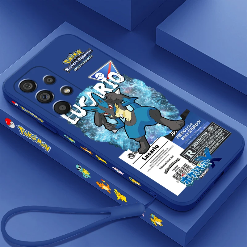 Pokemon Mewtwo Riolu Rayquaza Liquid Left Rope Per Samsung Note 20 10 A54 A31 A14 A03 A22 A34 A04 A24 Ultra Plus 5G Funda