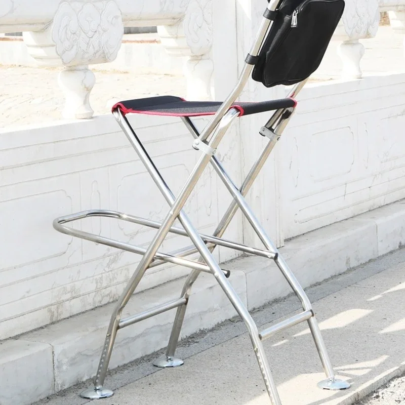 Bridge fishing chair stainless steel bridge raft fishing chair foldable portable reclining lift raft high stool
