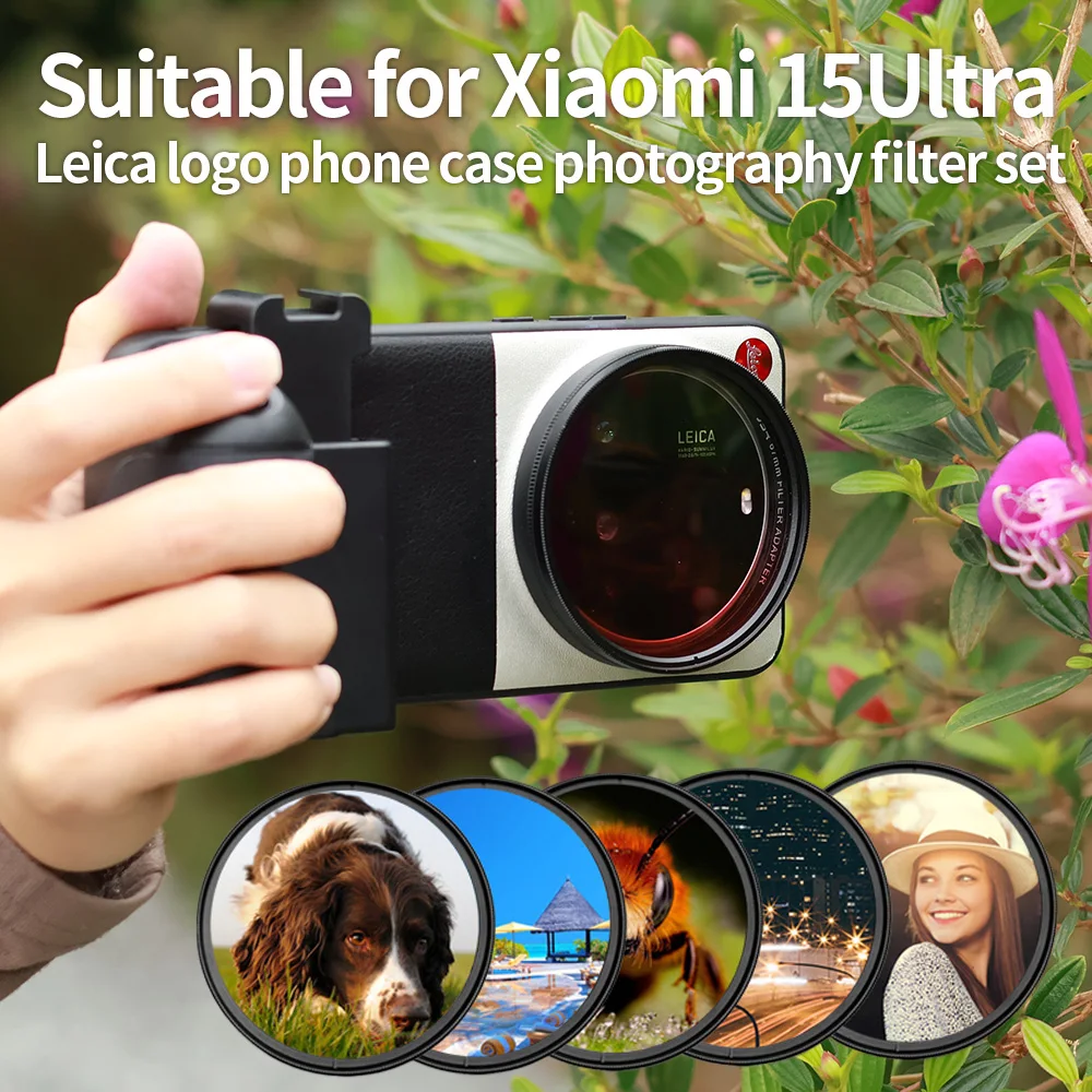 Shooting Leather Phone Case with 67mm Metal Lens Filter Adapter Ring UV CPL ND8 Macro Star For Xiaomi 15Ultra/ 14ultra/ 13ultra