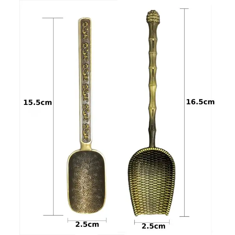 Metal Measuring Shovel Spoon Vintage Loose Leaf Tea Scoop Alloy Retro Coffee Bean Scooper Long Handle Teaspoon for Kitchen Sugar