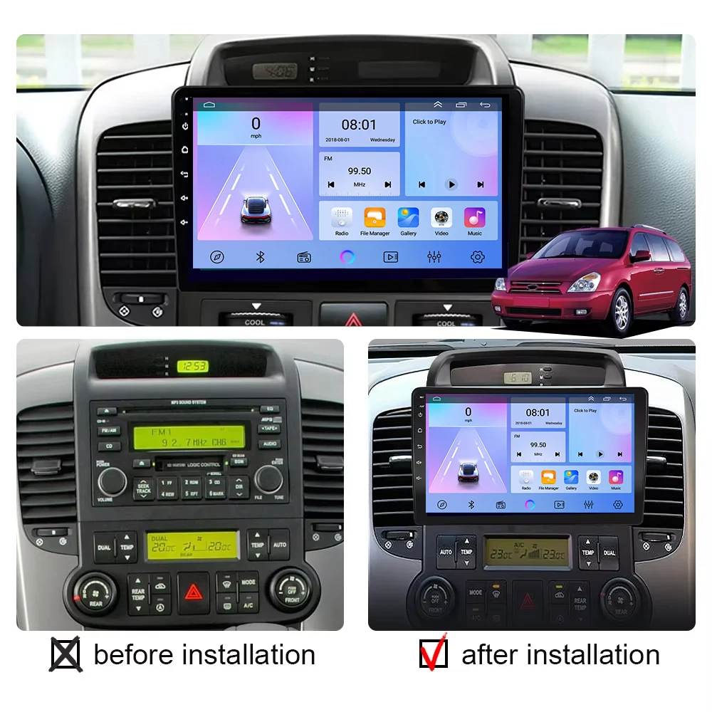 Radio para Auto Android 16 para KIA Carnival VQ 2006-2014, Carplay, GPS, Reproductor Multimedia, Navegación GPS, DSP, AHD, DVR, Estéreo 2din 2