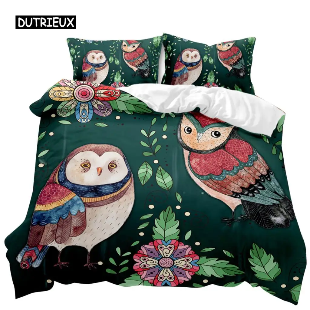 

Owl Duvet Cover Set Cute Owl for Kids Boys Girls Cute Animal Bedding Set Bedclothes Double Queen King Size Polyester Qulit Cover