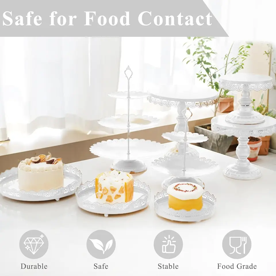 Set of 9 Metal Cake Stands for Desserts