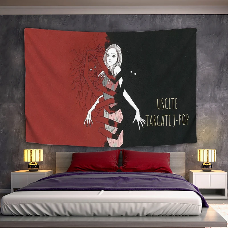 

Junji Ito Cute Room Decor Aesthetic Wall Tapestry Bedroom Decoration Art Mural Tapestries Home Decors Kawaii Boho Hanging Fabric