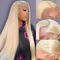 Blonde 613 13x6 Lace Frontal Wigs HD 613 Lace Front Human Hair Wigs For Women Pre pucked Straight Human Hair Wigs Can Be Dyed 2