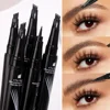 Double-headed 4 Forks Liquid Eyebrow Pencil Eyeliner Natural Black Brown No Smudging Brow Pen Long Lasting Eyes Makeup Cosmetics 2