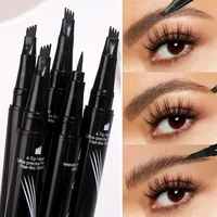 Double-headed 4 Forks Liquid Eyebrow Pencil Eyeliner Natural Black Brown No Smudging Brow Pen Long Lasting Eyes Makeup Cosmetics 2