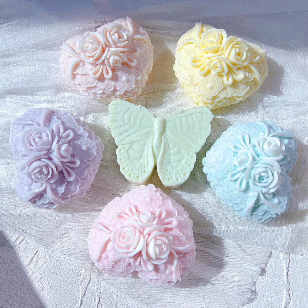 Lot De 2 Moules à Bougie En Forme De Cœur En Silicone 3D Pour