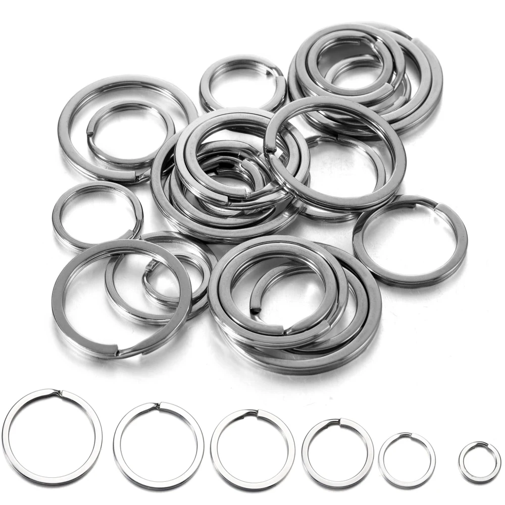 

10/20Pcs Stainless Steel Key Chain Key Ring 15/20/25/30/32/35mm Round Flat Keyrings Keychain Key Holder For DIY Jewelry Making