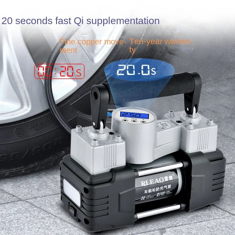 Car Air Pump Double-cylinder High-power Car Air Pump Tire 12V Electric High-pressure Pump Portable