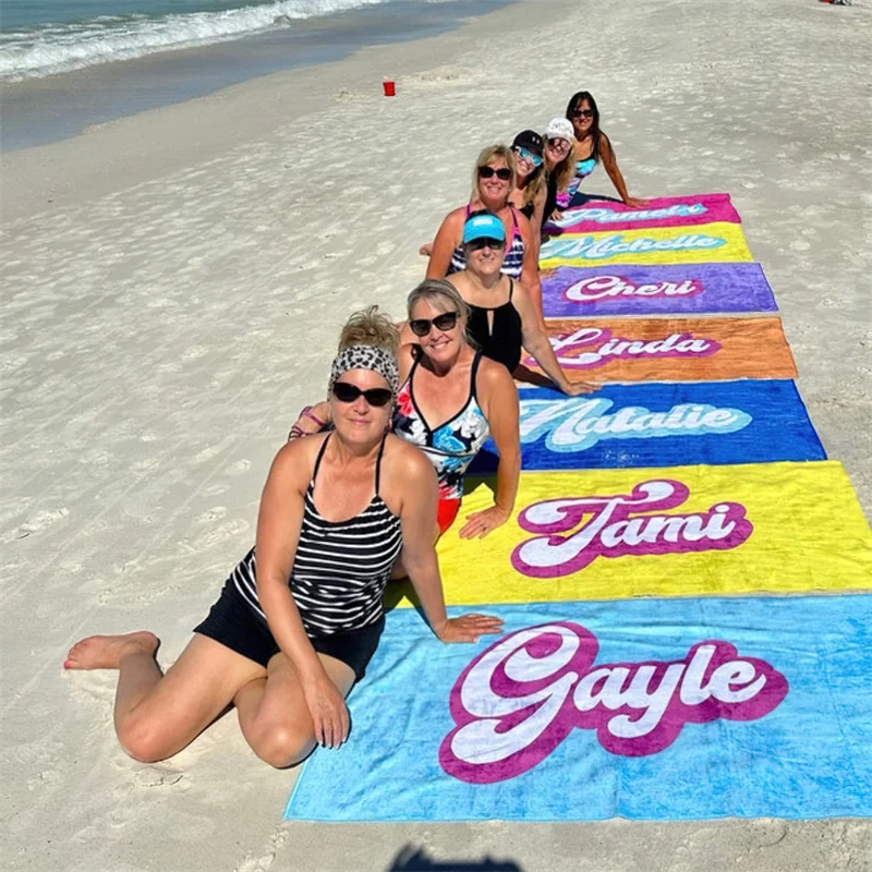 Name Beach Towel Colorful Bath Towels for Kids Microfiber Quick Dry Sand Free Pool Towels for Adult