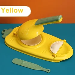All-in-One Dumpling & Dough Press Kit - Labor-Saving Kitchen Gadget for Dumplings and Apple Pies (Yellow)