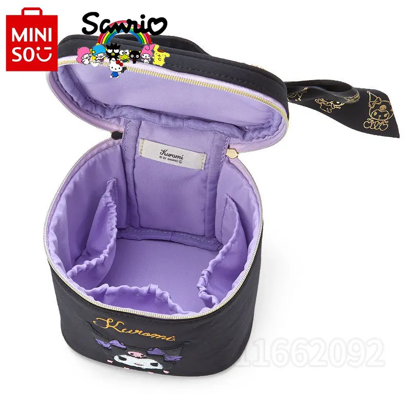 Miniso Kuromi New Women's Cosmetic Bag Luxury Brand Portable Cosmetic Bag 2-piece Cartoon Embroidery Fashion Storage Washing Bag